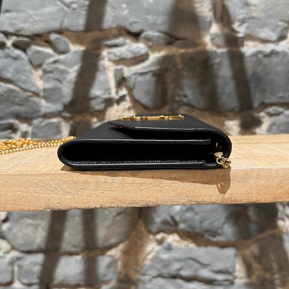 Saint Laurent Black Grain de Poudre Leather Uptown Chain Wallet W/ Card Case - Picture 7 of 16